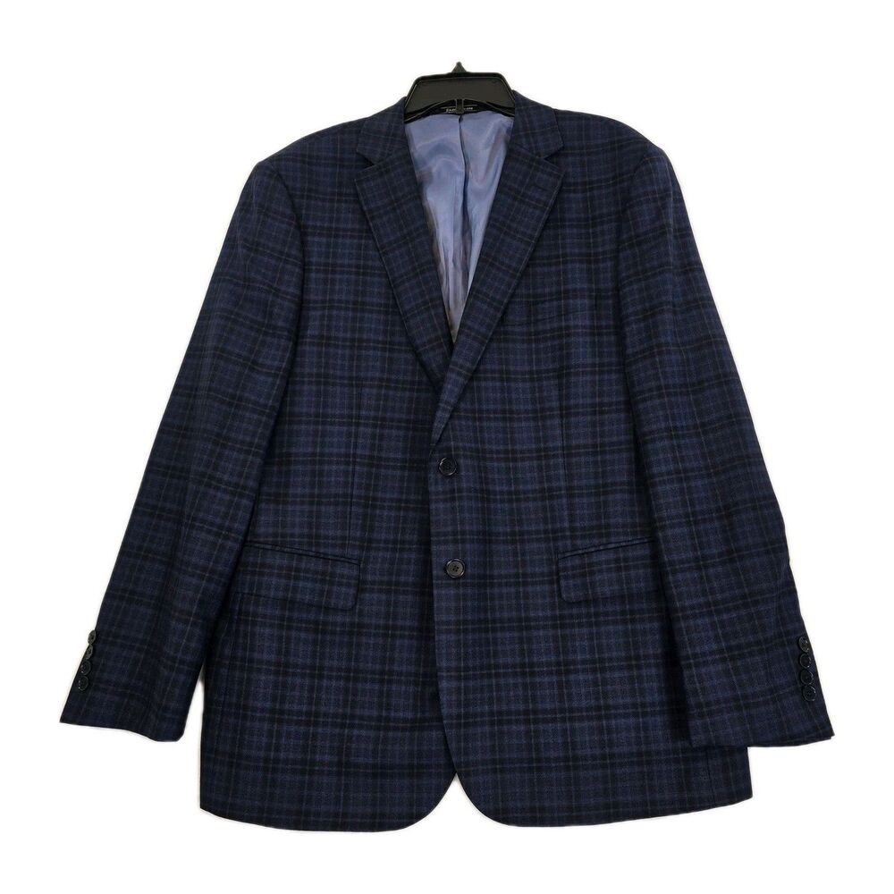 Enzo Tovare Blazer Mens 46R Blue Plaid Wool Sartorial AMF 2 Button Notch Lapel